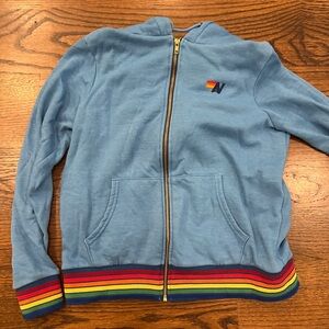 Aviator Nation Women’s Blue Jacket with Rainbow Accents
